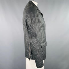 JOHN VARVATOS Size 42 Grey Charcoal Distressed Coated Linen Jacket