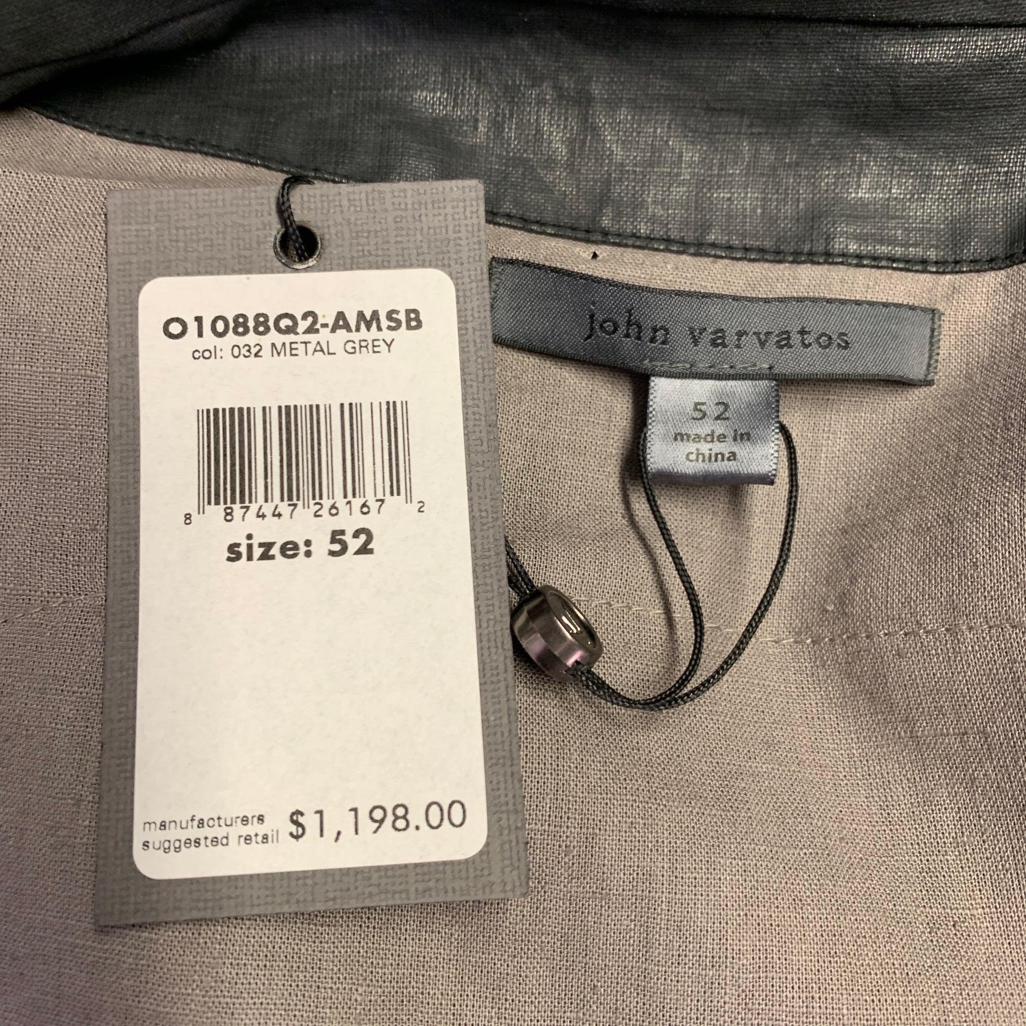 JOHN VARVATOS - Giacca in lino rivestito grigio carbone invecchiato taglia 42 In condizioni ottime in vendita a San Francisco, CA