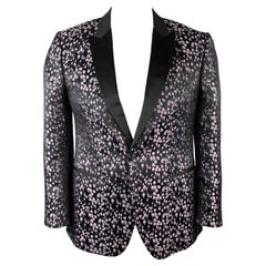 John Varvatos Taglia 42  Cappotto sportivo con risvolto a punta in seta jacquard floreale color lavanda