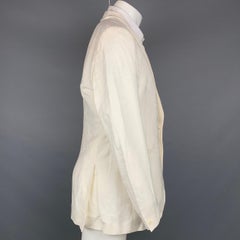 JOHN VARVATOS Size 42 Long Beige Jacquard Linen / Cotton Sport Coat