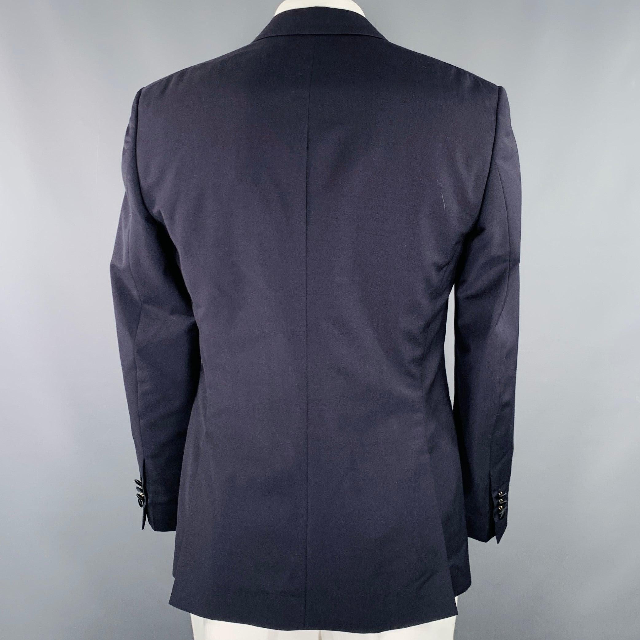 JOHN VARVATOS Größe 42 Marineblaue Smokingjacke aus Schurwolle und Mohair mit Spitzenrevers aus Schurwolle (Schwarz) im Angebot