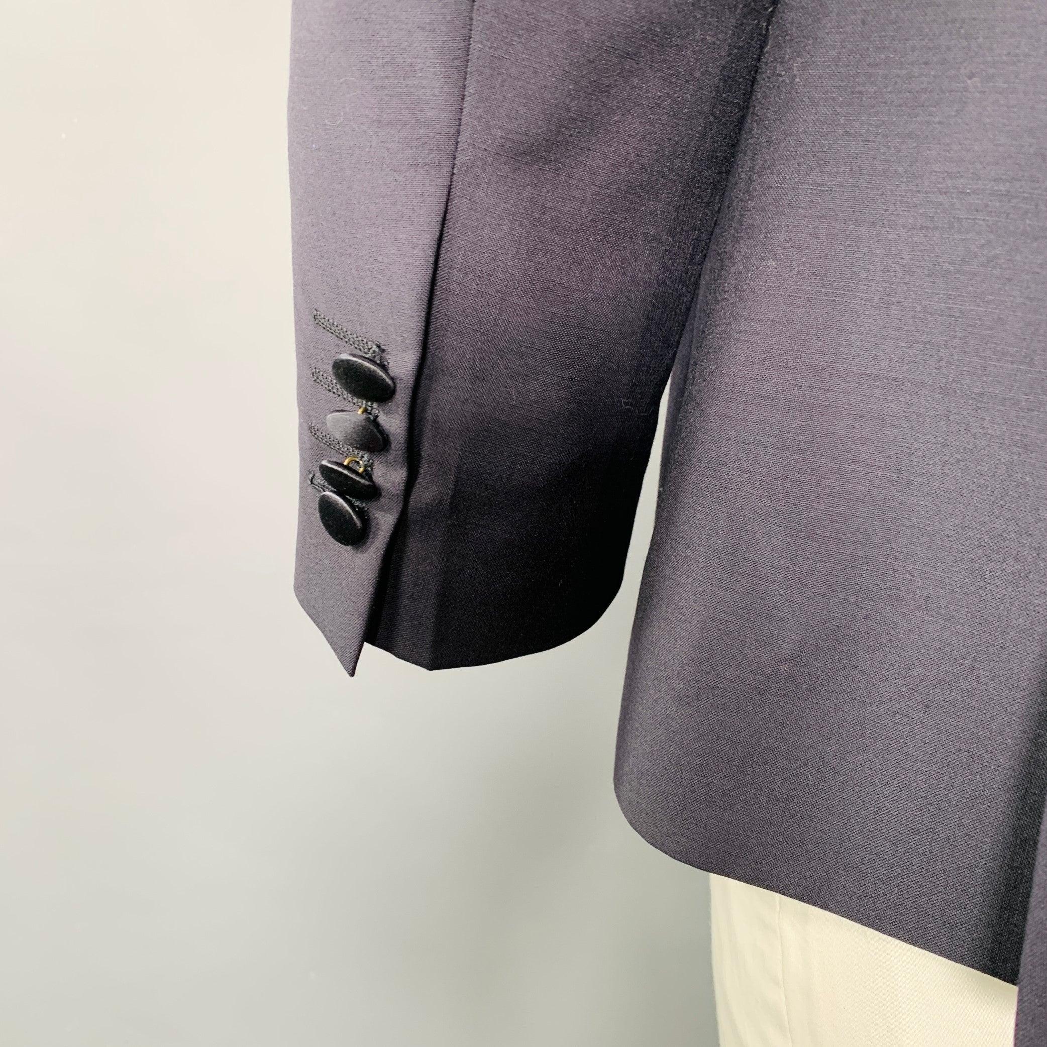 JOHN VARVATOS Größe 42 Marineblaue Smokingjacke aus Schurwolle und Mohair mit Spitzenrevers aus Schurwolle im Zustand „Hervorragend“ im Angebot in San Francisco, CA