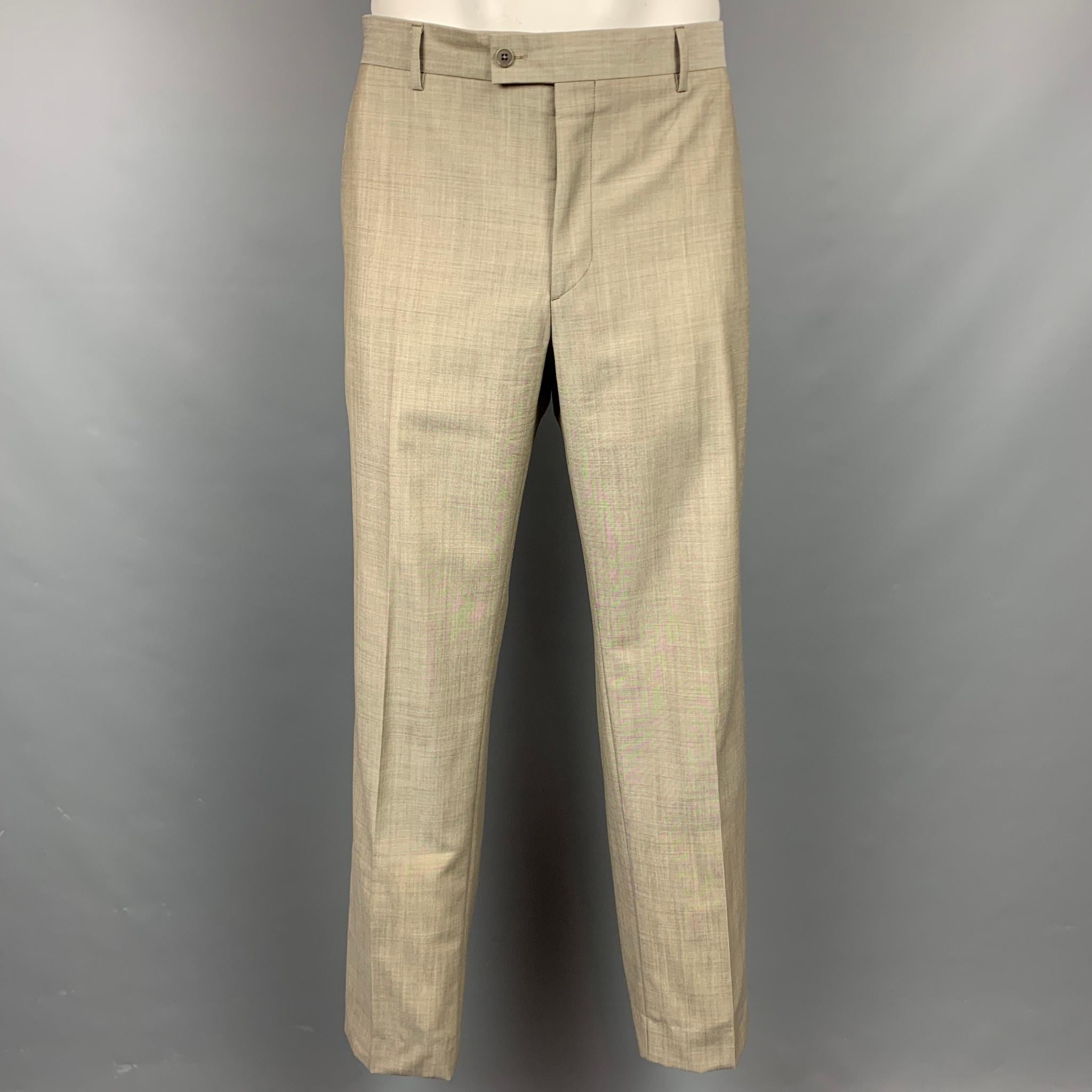 JOHN VARVATOS Size 42 Oatmeal Heather Wool / Mohair Notch Lapel Suit In Good Condition In San Francisco, CA