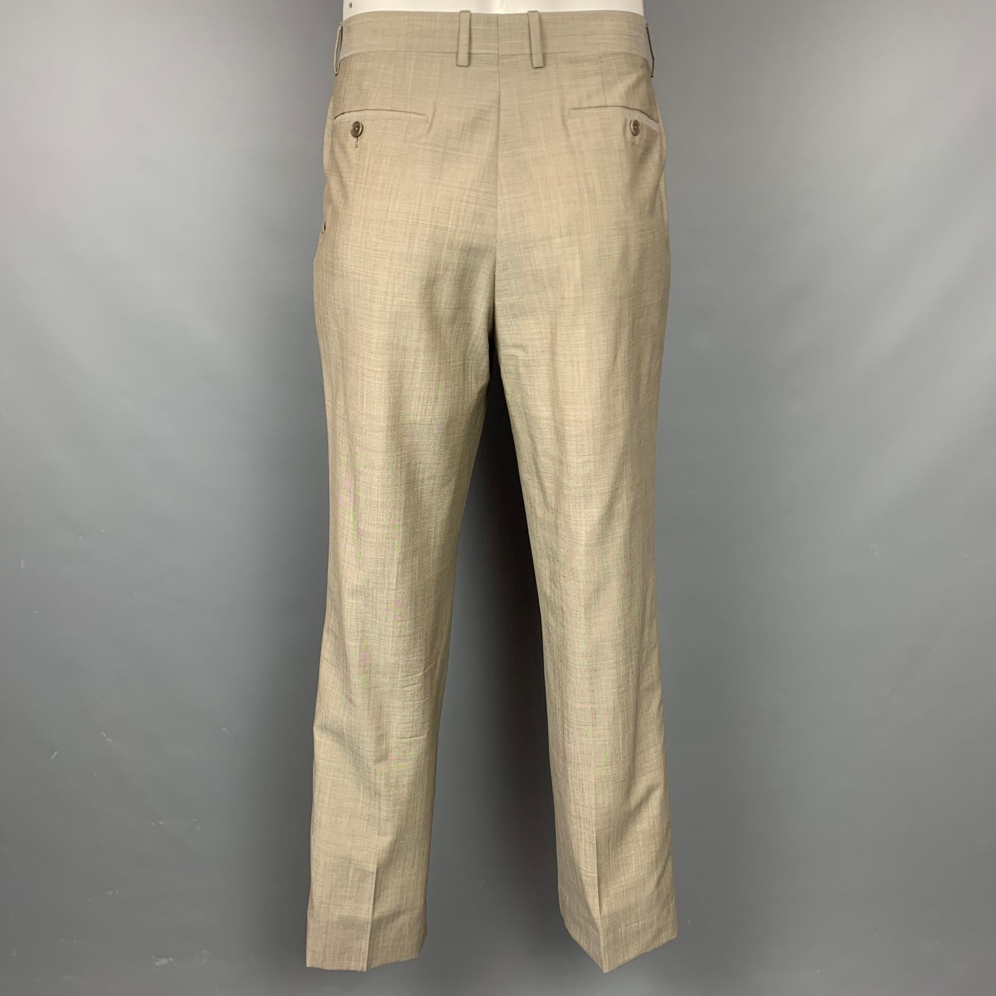 Men's JOHN VARVATOS Size 42 Oatmeal Heather Wool / Mohair Notch Lapel Suit