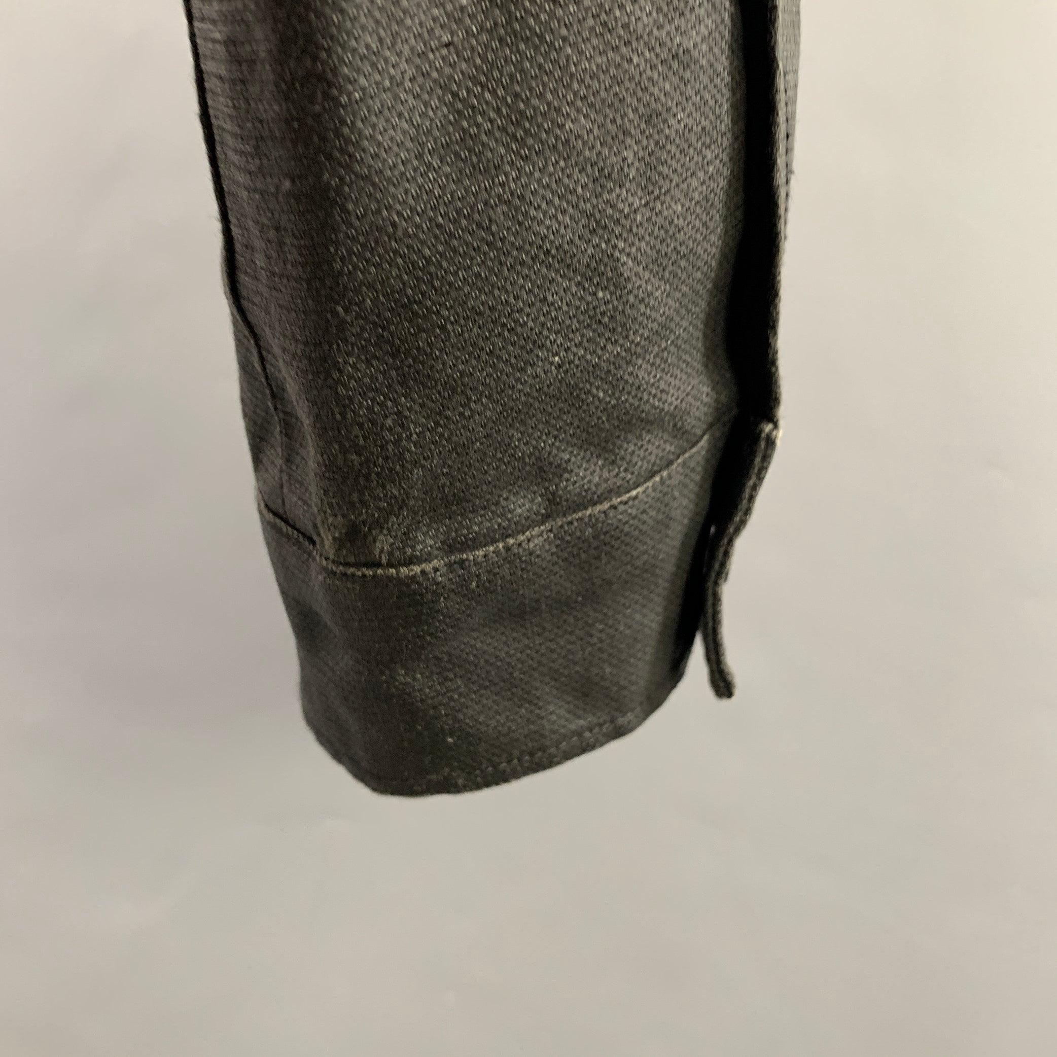 Men's JOHN VARVATOS Size 44 Black Linen Cotton Zip Up Jacket For Sale