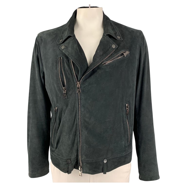 JOHN VARVATOS Size 44 Black Suede Motorbike Jacket For Sale at 1stDibs