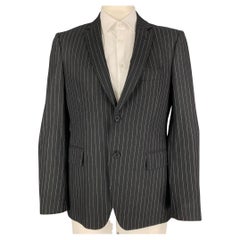 JOHN VARVATOS Size 44 Black White Pinstripe Wool Cashmere Sport Coat