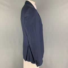 JOHN VARVATOS Size 44 Long Blue Wool Notch Lapel Sport Coat