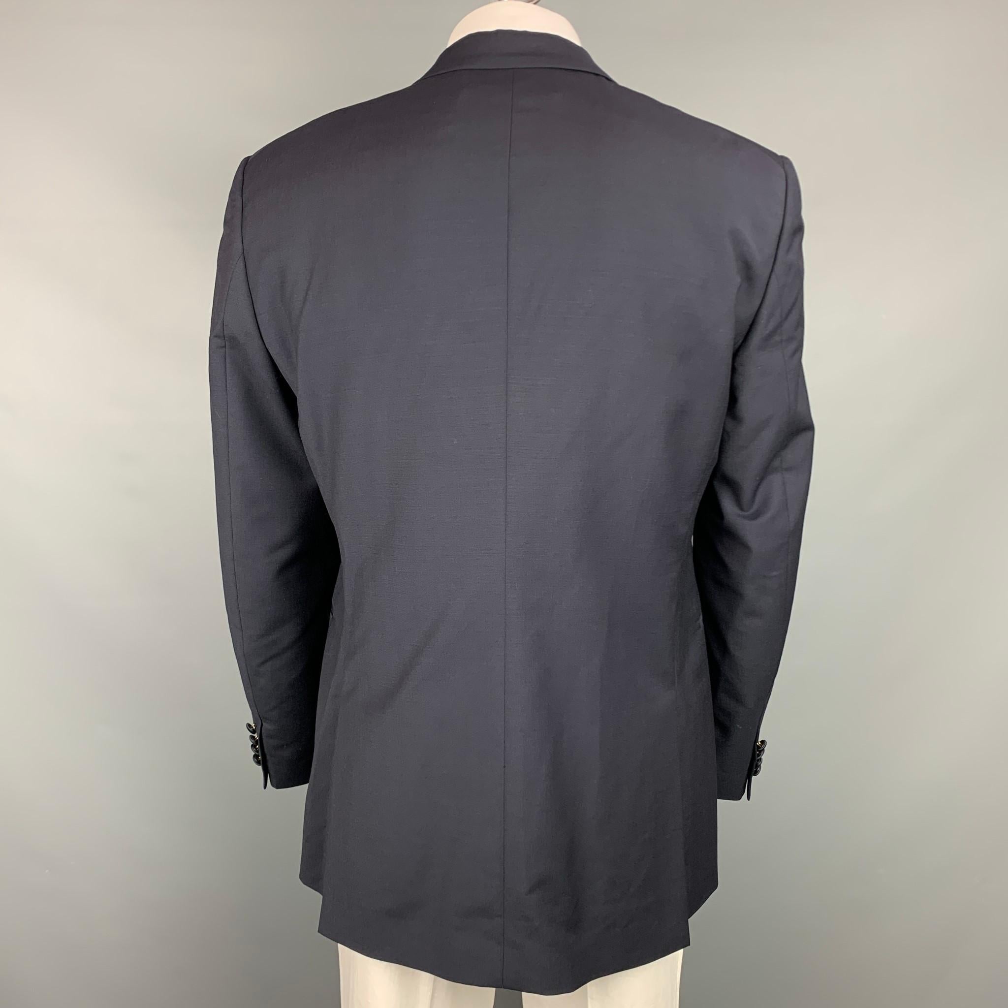 JOHN VARVATOS Size 44 Navy Wool / Mohair Peak Lapel Sport Coat In Good Condition In San Francisco, CA