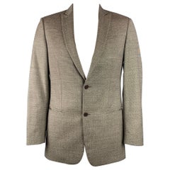 John Varvatos - Cappotto sportivo in lana vergine con pied de poule bianco e marrone - taglia 48