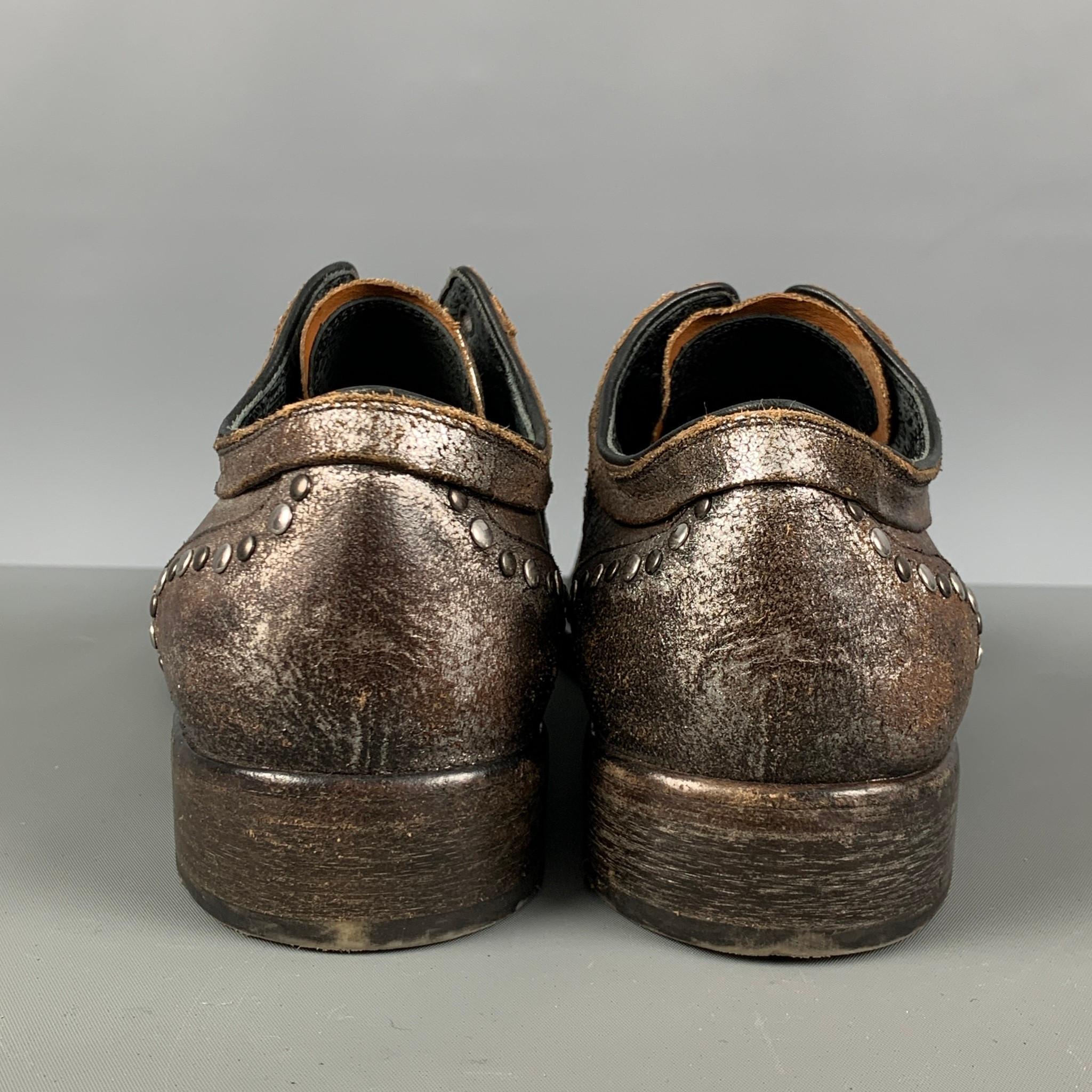 JOHN VARVATOS Size 9 Brown Distressed Leather Loafer Lace Up Shoes In Good Condition In San Francisco, CA