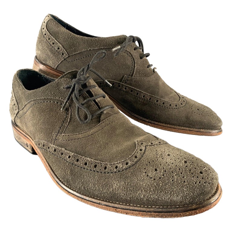 JOHN VARVATOS Size 9 Gray Suede Dress Lace Up Shoes For Sale  display picture 1