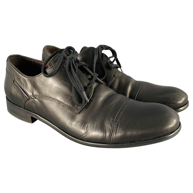 JOHN VARVATOS Size 9.5 Black Leather Derby Lace-Up Shoes For  display picture 1