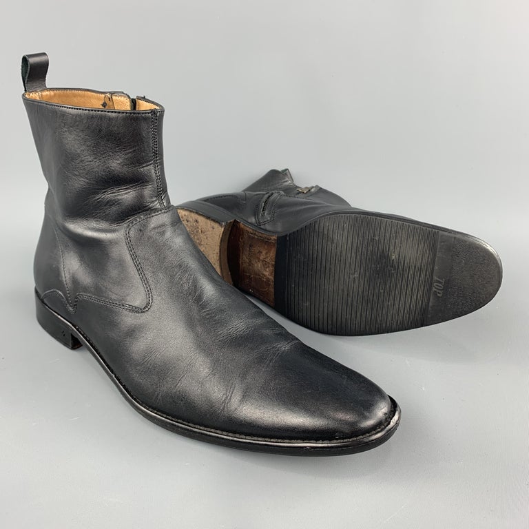 JOHN VARVATOS Size 9.5 Black Leather Side Zipper Ankle Boots at 1stDibs ...