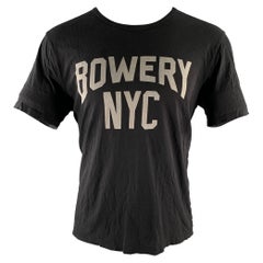 JOHN VARVATOS Size L Black Grey Graphic Cotton Scoop Neck T-shirt