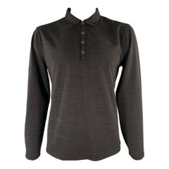 JOHN VARVATOS Size L Black Heather Wool Blend Long Polo