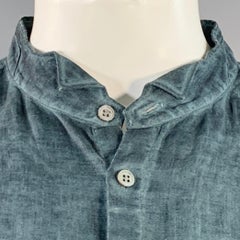 JOHN VARVATOS - Camicia a maniche lunghe in lino tinto blu Taglia L