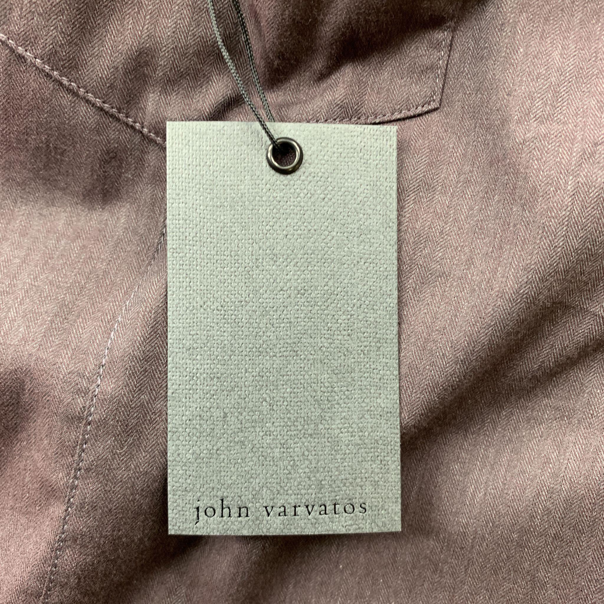 JOHN VARVATOS Size L Brown Solid Cotton Button Up Long Sleeve Shirt 1