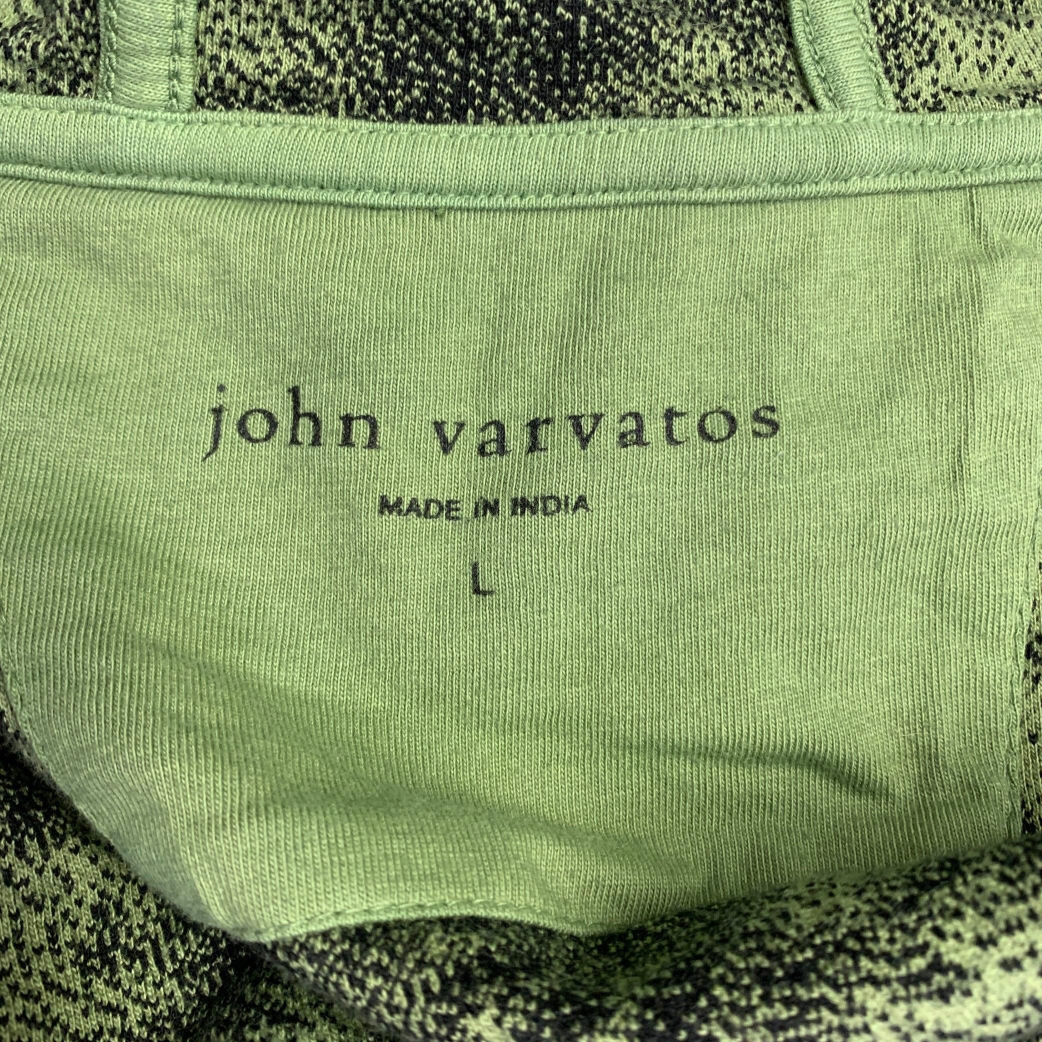 Men's JOHN VARVATOS Size L Green Black Abstract Ombre Cotton Hooded Zip Up Jacket