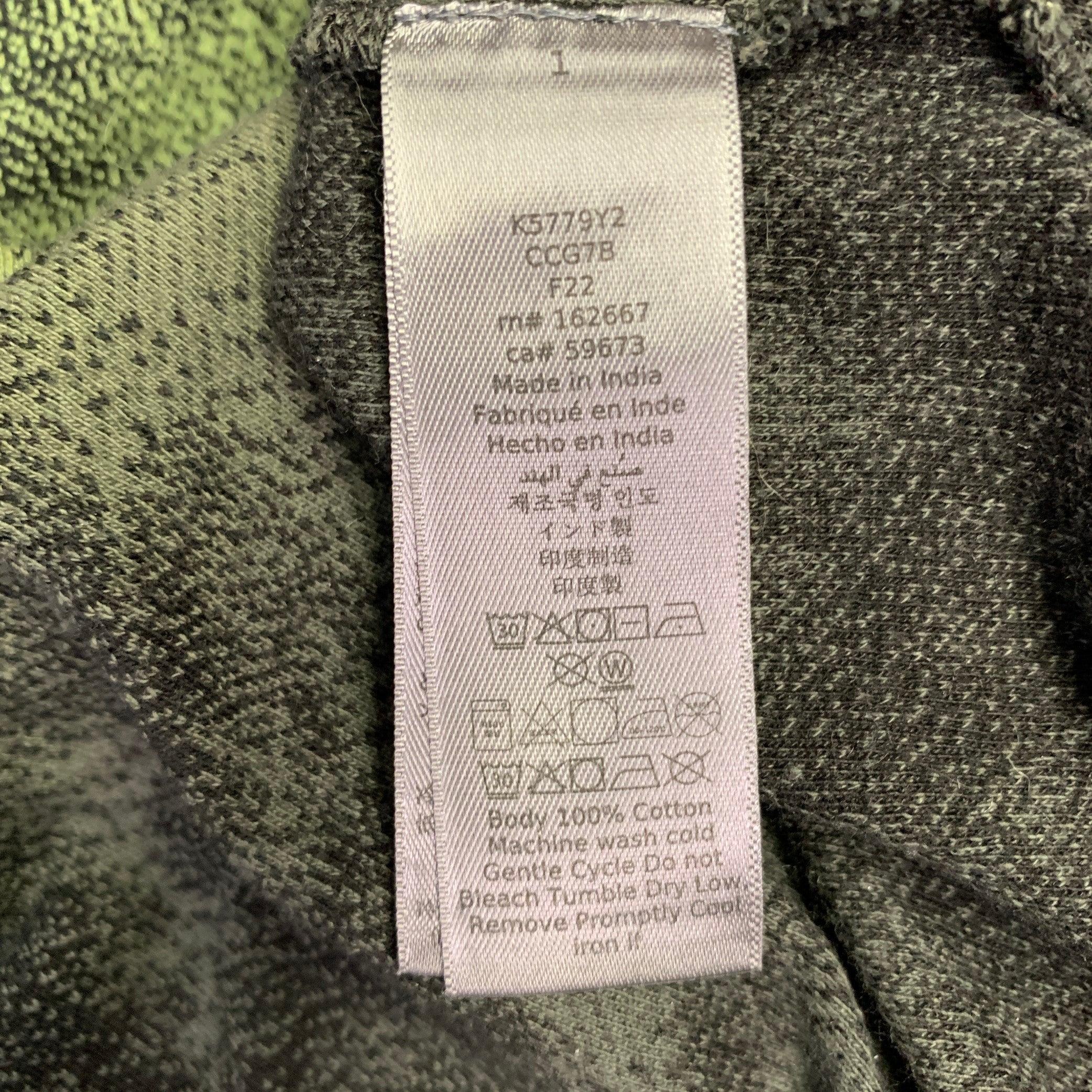JOHN VARVATOS Size L Green Black Abstract Ombre Cotton Hooded Zip Up Jacket 1