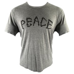 JOHN VARVATOS Size L Grey Graphic Polyester Blend T-shirt