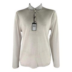 JOHN VARVATOS Size L Grey Knitted Wool Long Sleeve Polo