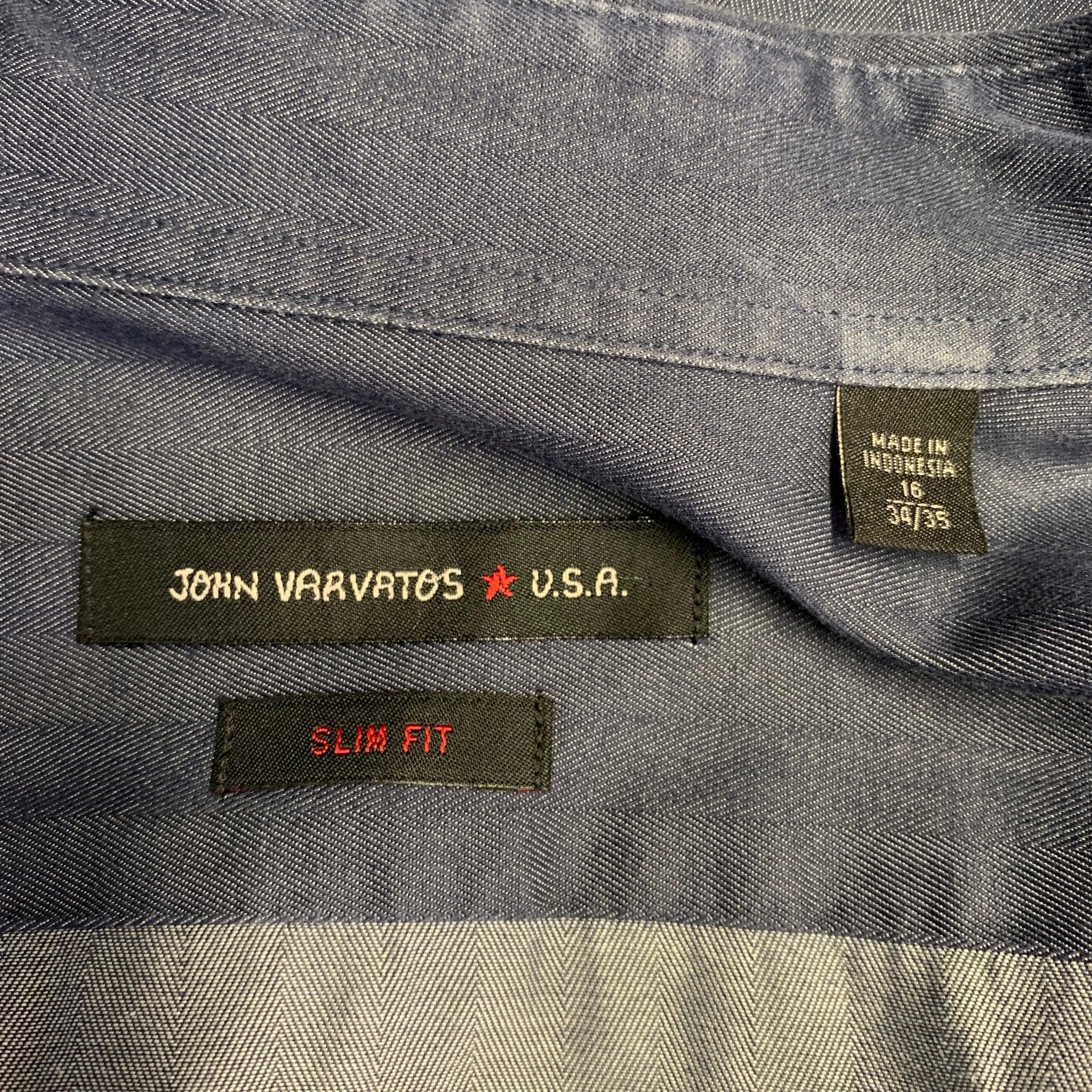 John Varvatos Taglia L Grigio Camicia a maniche lunghe in cotone plissettato con polsino francese e abbottonatura nascosta in vendita 2