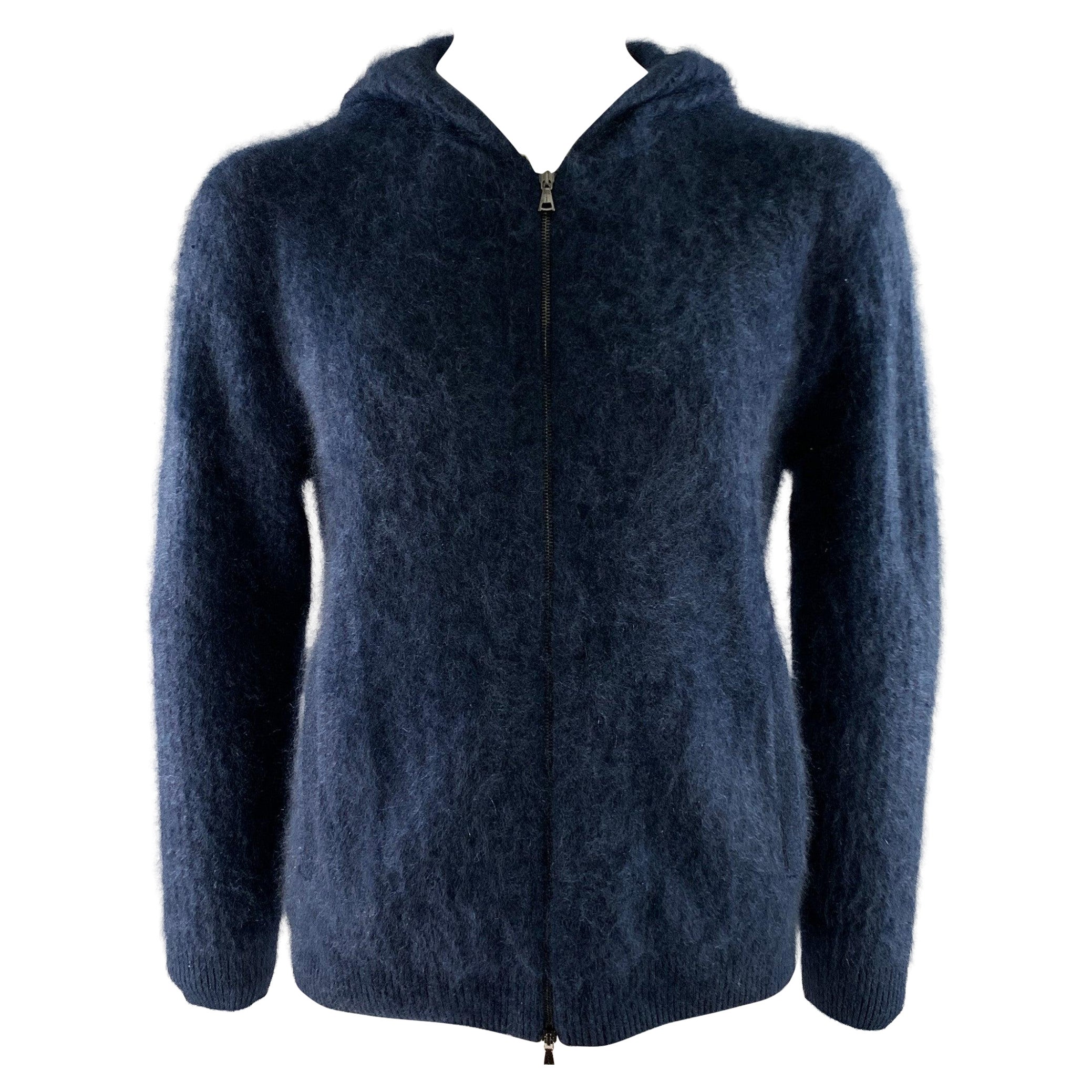 JOHN VARVATOS Größe L Marineblauer Strickpullover aus Kaschmir mit Kapuze