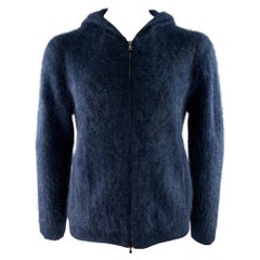 JOHN VARVATOS Talla L Jersey de punto azul marino con capucha de cachemira