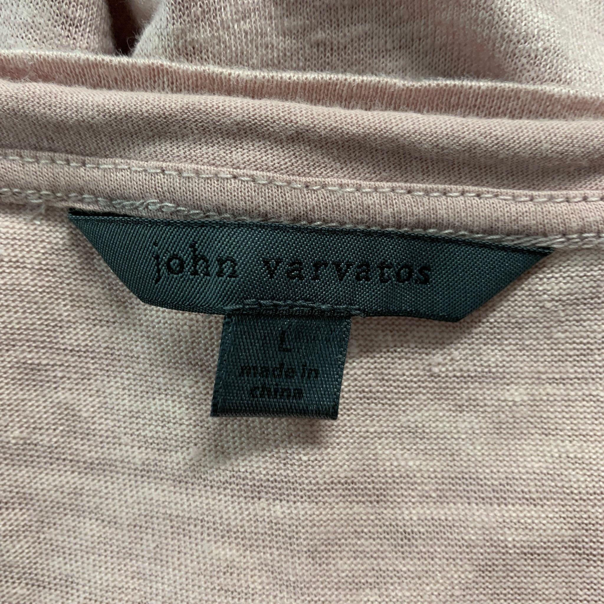 Men's JOHN VARVATOS Size L Pink Heather Linen V-Neck T-shirt