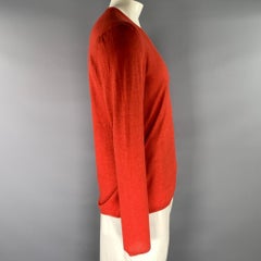 JOHN VARVATOS Size L Red Cashmere silk V Neck Pullover