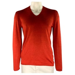 JOHN VARVATOS Size L Red Cashmere silk V Neck Pullover