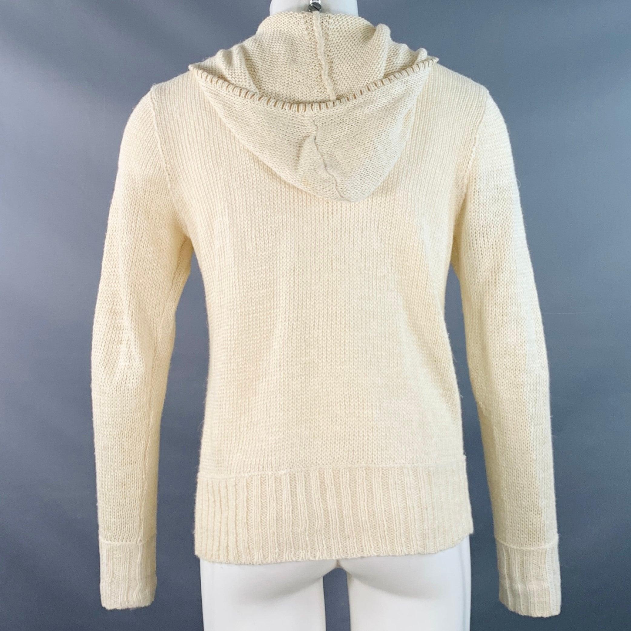 JOHN VARVATOS Cardigan con cappuccio in maglia di lino beige taglia M In condizioni buone in vendita a San Francisco, CA
