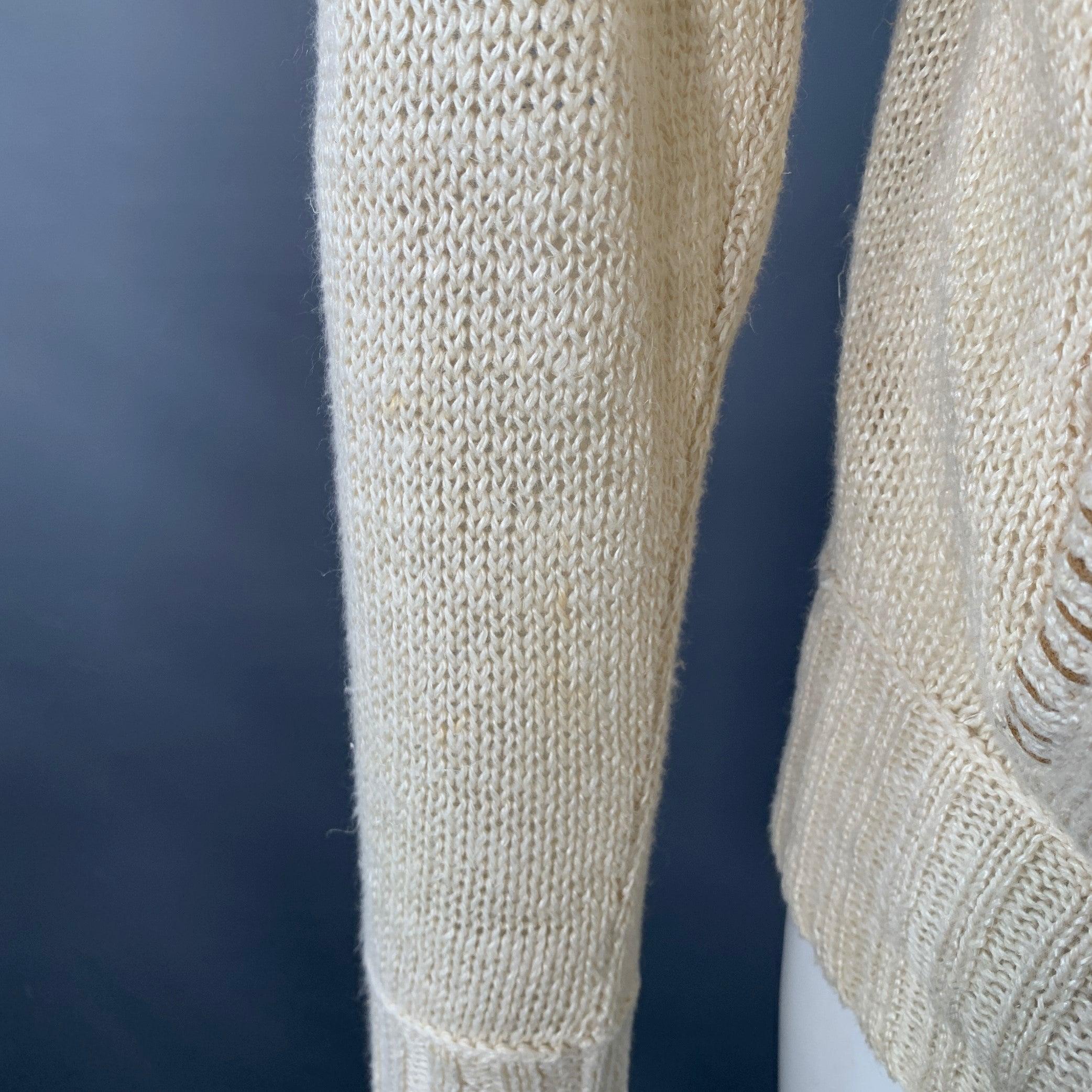 Uomo JOHN VARVATOS Cardigan con cappuccio in maglia di lino beige taglia M in vendita
