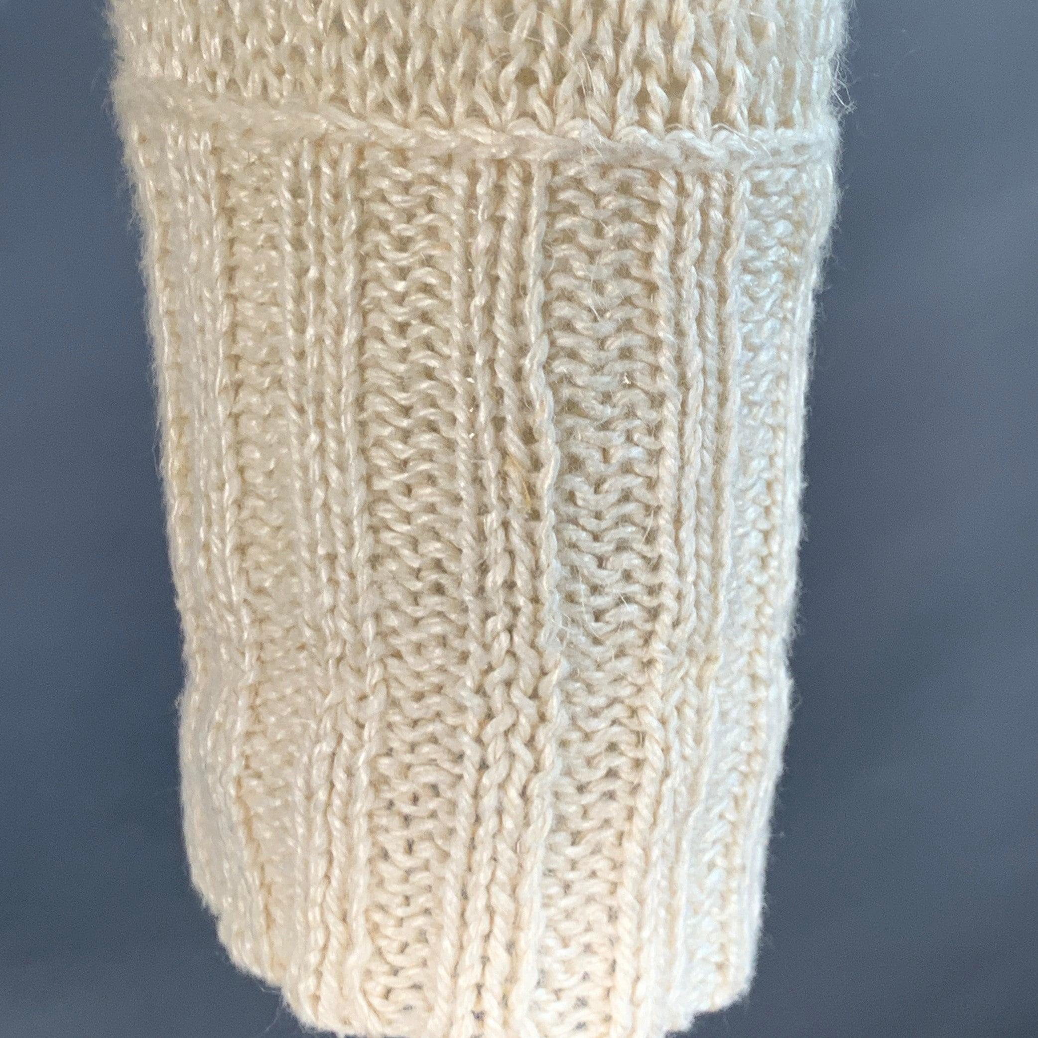 JOHN VARVATOS Cardigan con cappuccio in maglia di lino beige taglia M in vendita 1