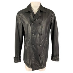 JOHN VARVATOS Size M Black Coated Cotton Double Breasted Coat