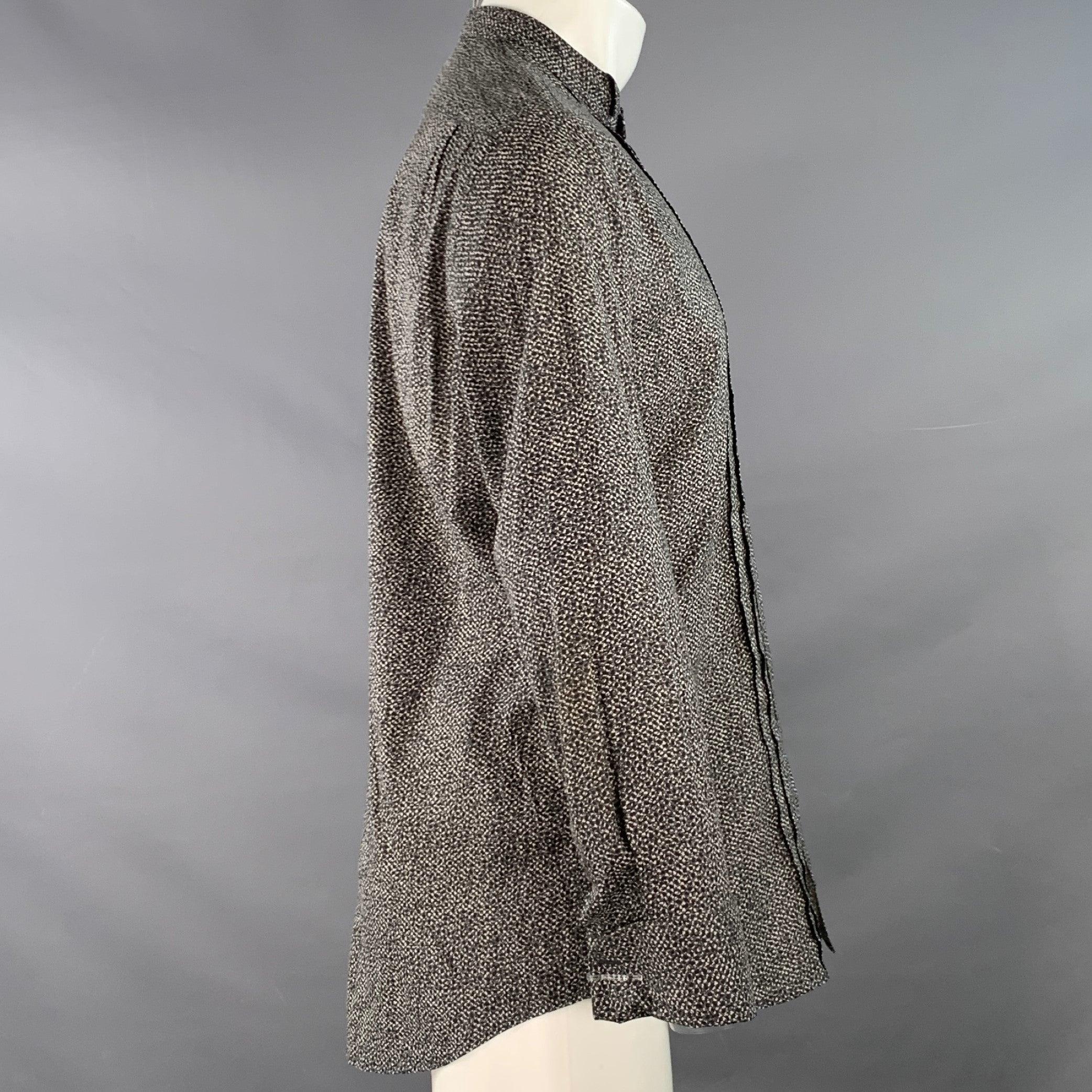 JOHN VARVATOS Size M Black White Abstract Floral Pleated Tuxedo Long Sleeve Shirt In Excellent Condition For Sale In San Francisco, CA