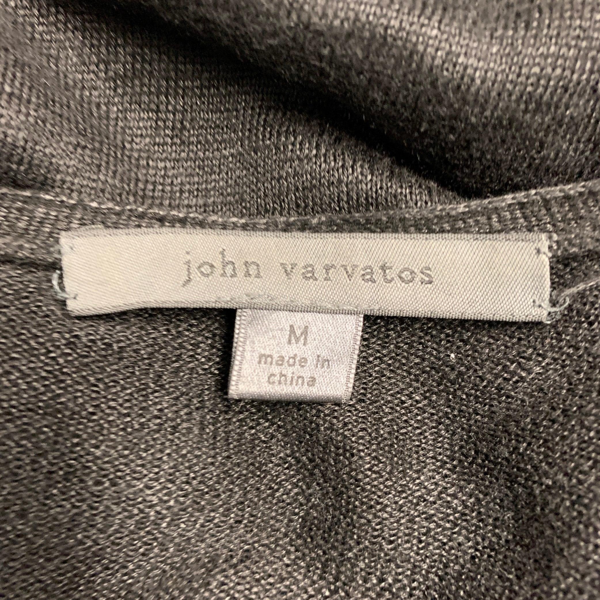 JOHN VARVATOS Size M Black White Nailhead Linen V-Neck Cardigan For Sale 1