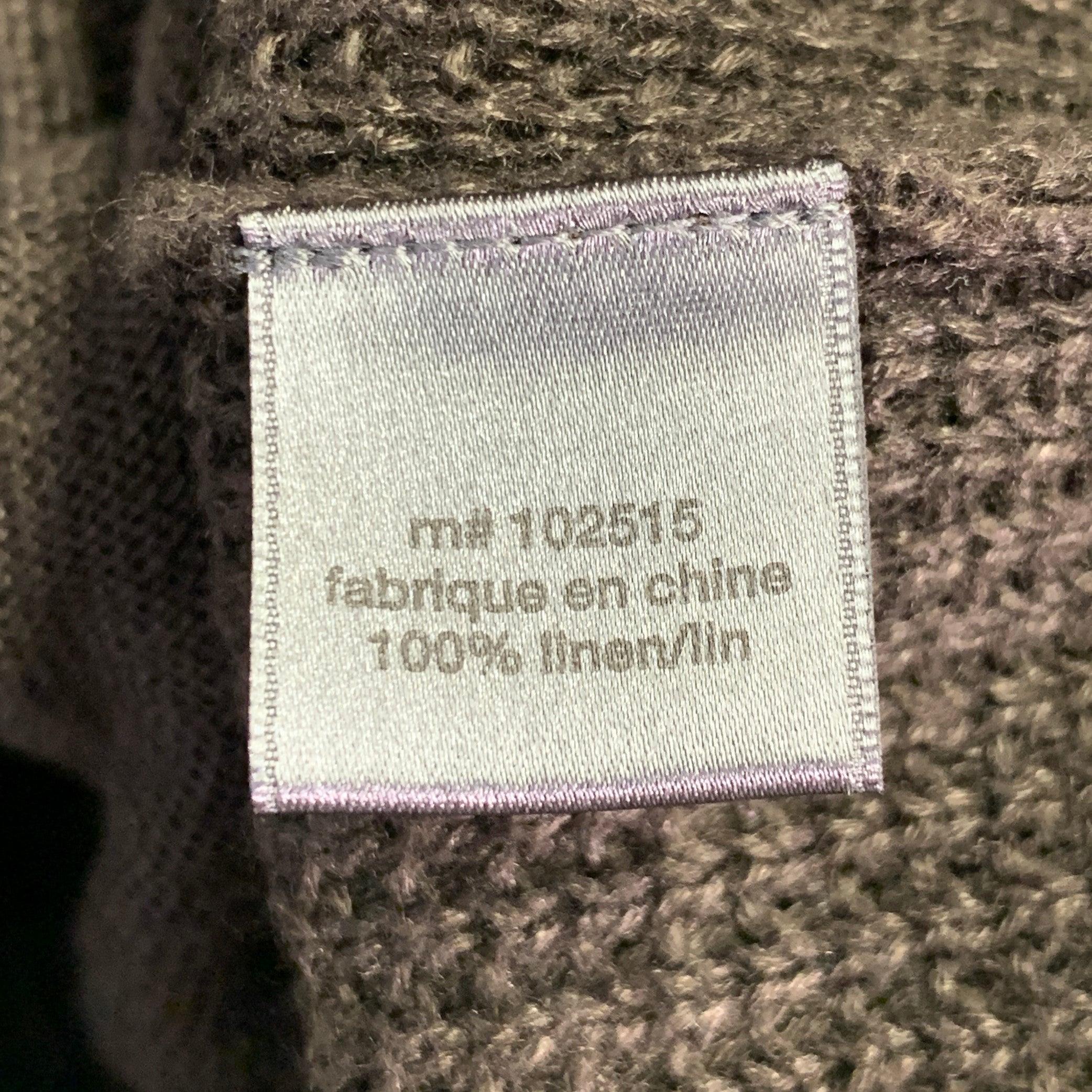 JOHN VARVATOS Size M Brown Waffle Knit Linen Collarless Cardigan For Sale 7