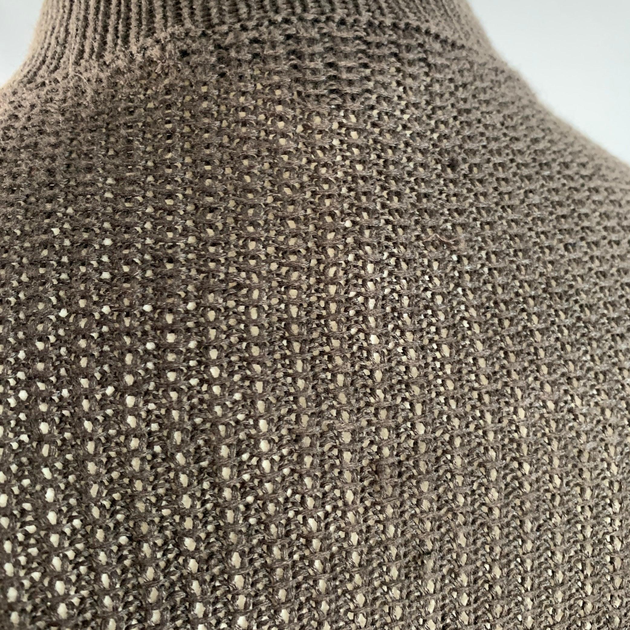 JOHN VARVATOS Size M Brown Waffle Knit Linen Collarless Cardigan For Sale 3