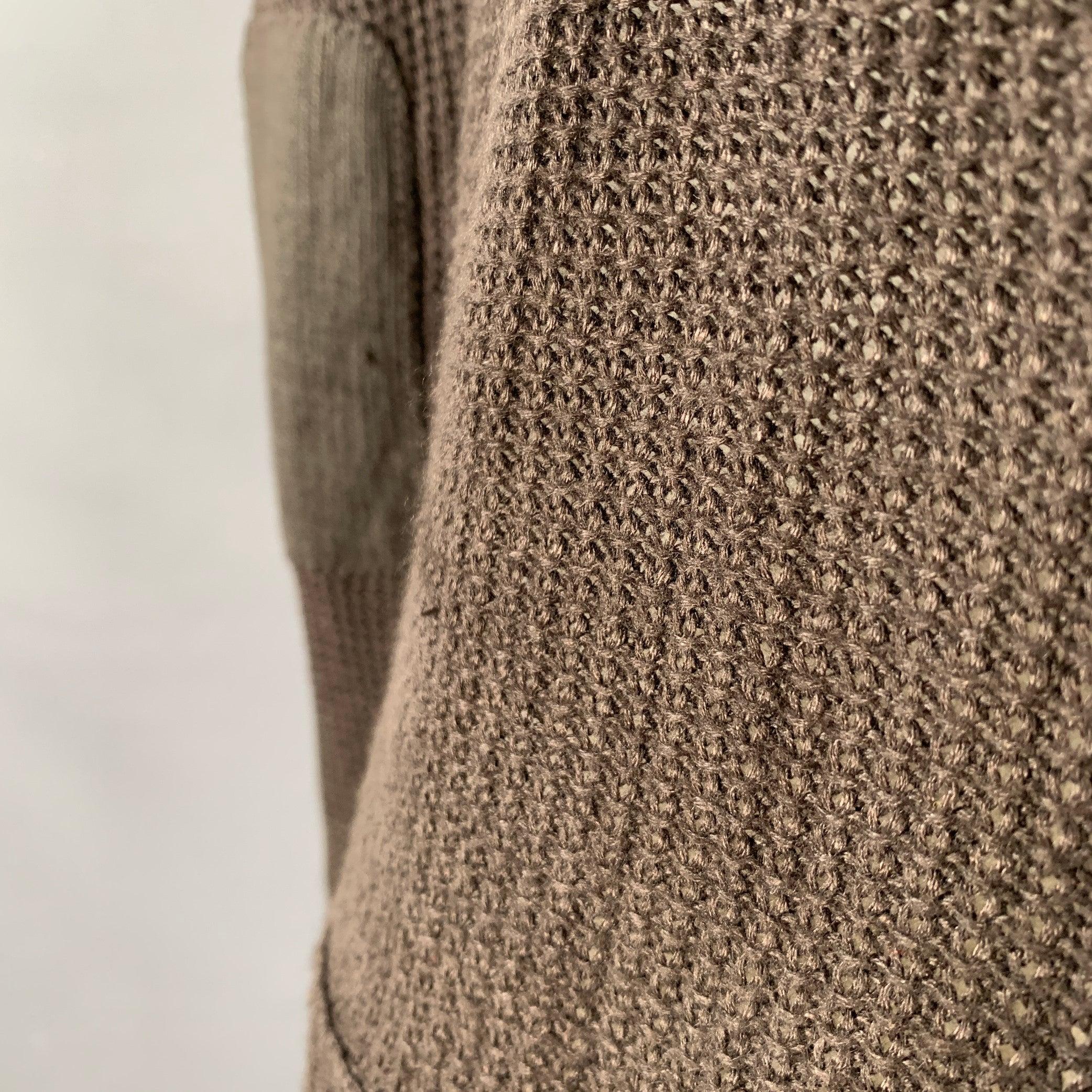JOHN VARVATOS Size M Brown Waffle Knit Linen Collarless Cardigan For Sale 4