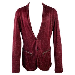 JOHN VARVATOS Size M Burgundy Linen Cotton Metallic Notch Lapel Cardigan