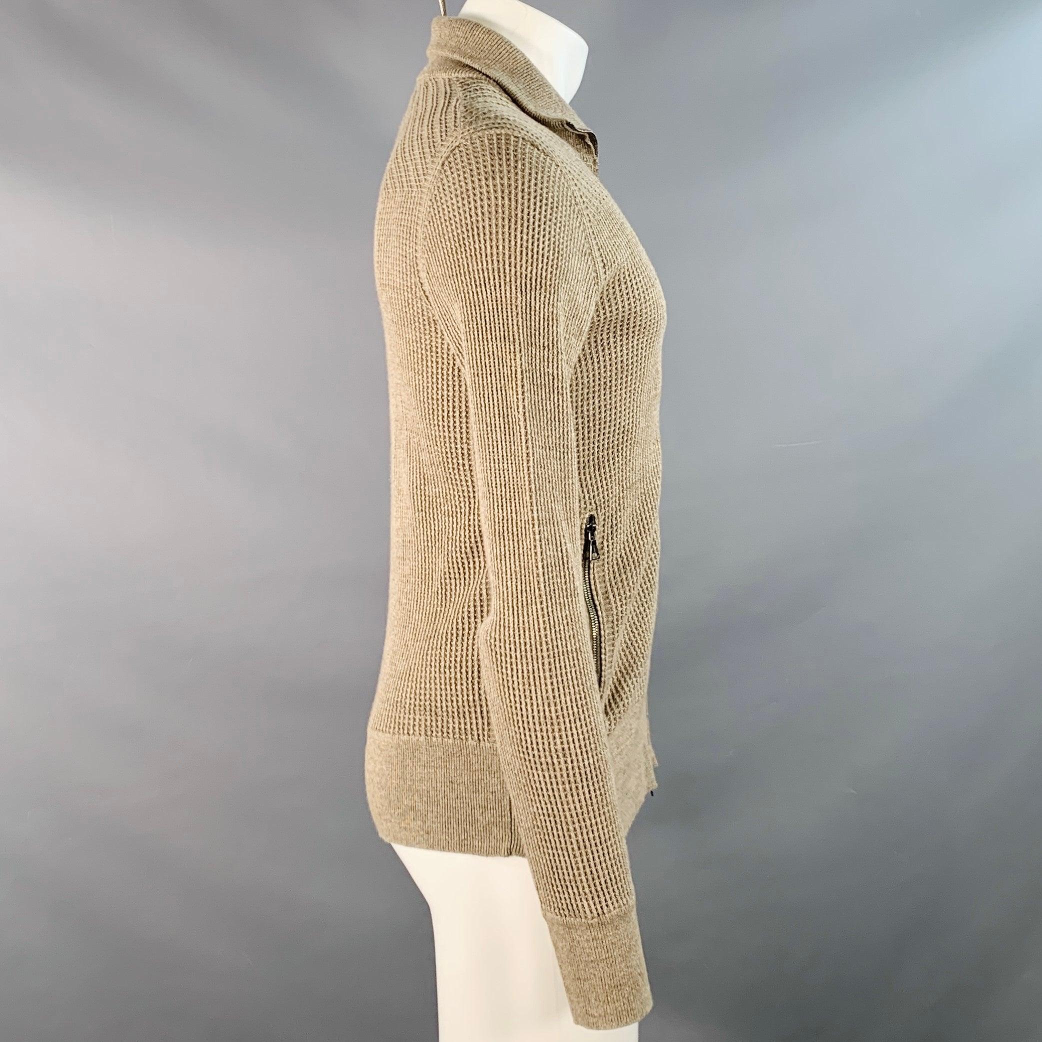 Marrone John Varvatos Taglia M Greene & Greene Greene & Greene, maglione in misto cotone con zip. in vendita