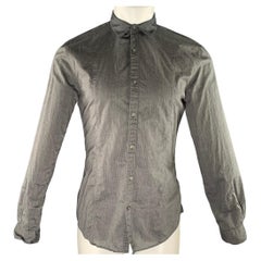 JOHN VARVATOS Size M Grey Black Stripe Cotton Pointed Collar Long Sleeve Shirt
