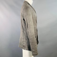 JOHN VARVATOS Größe M Grau Charcoal Heather Leinen Baumwolle Metallic Strickjacke