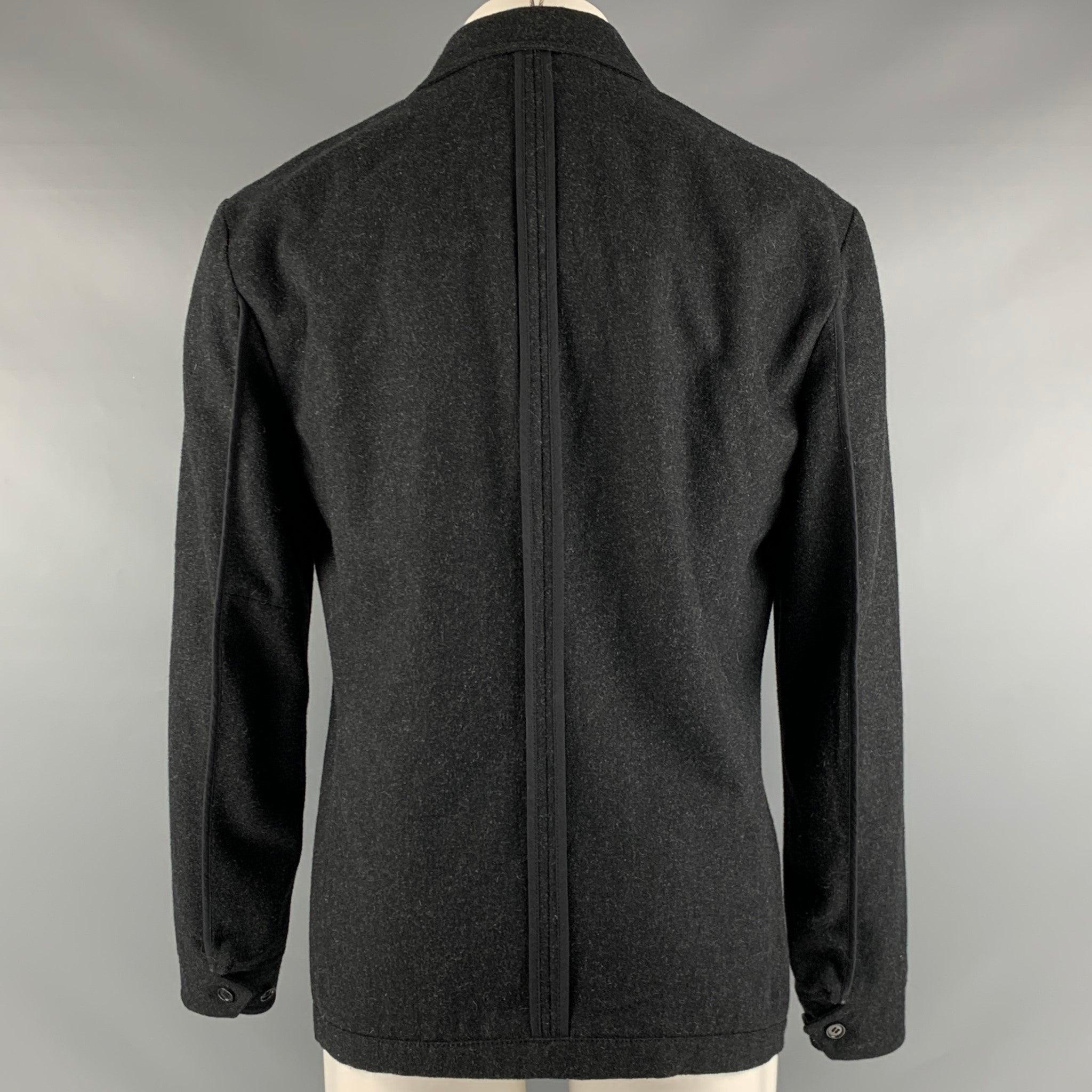 JOHN VARVATOS Size M Grey Charcoal Wool Polyester Utility Jacket In Good Condition For Sale In San Francisco, CA