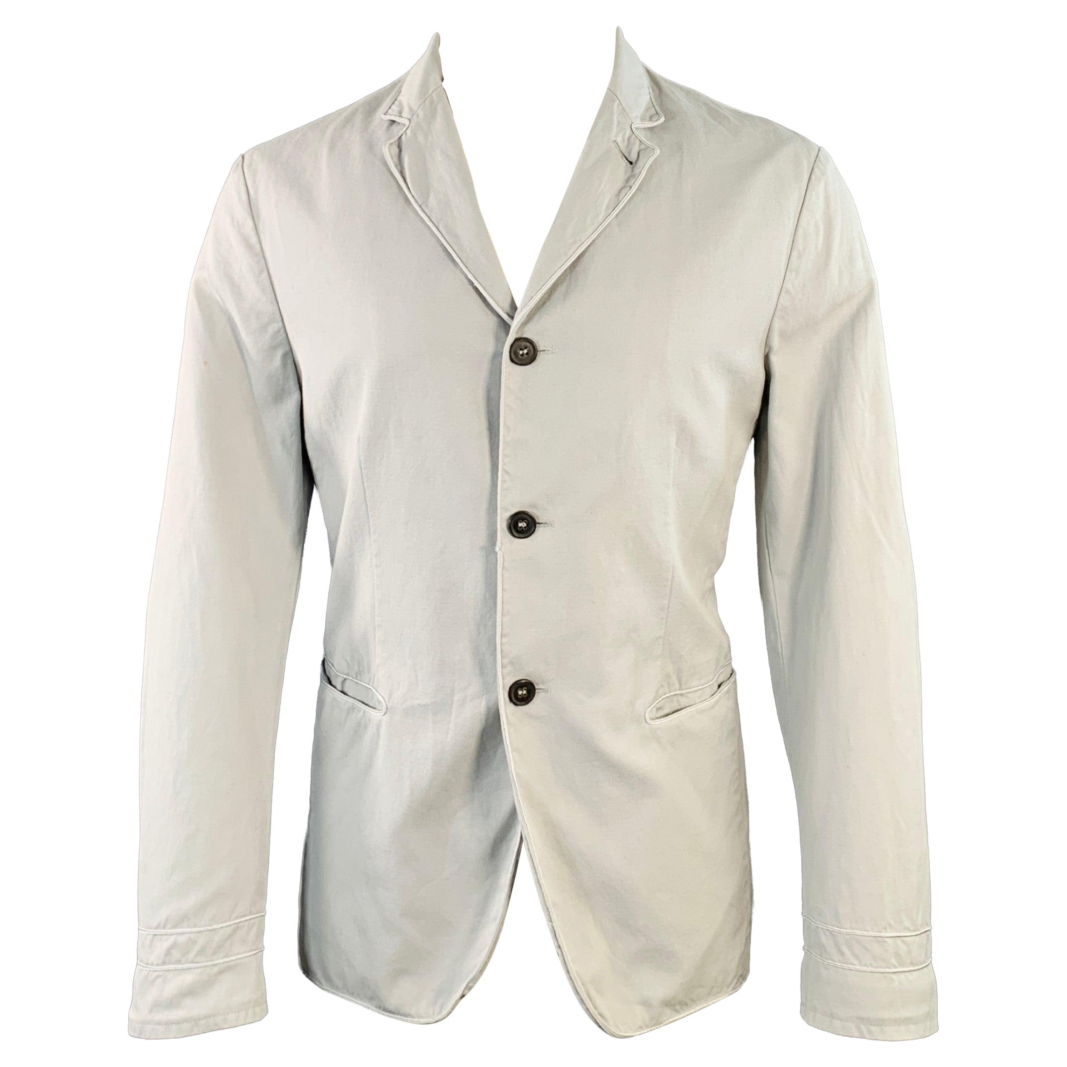 JOHN VARVATOS Size M Grey Light Cotton Linen Notch Lapel Sport Coat