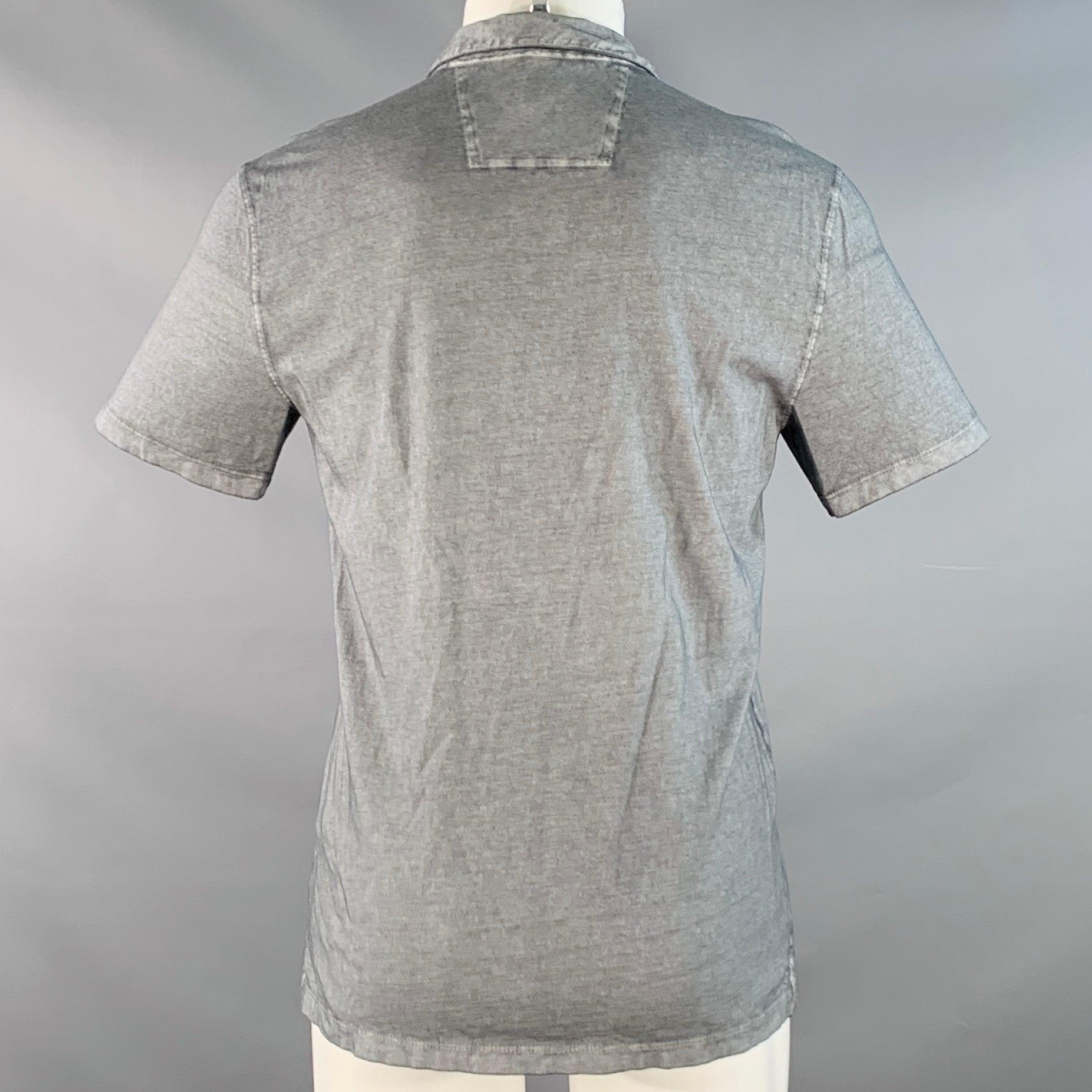 JOHN VARVATOS Polo de manga corta de algodón jaspeado gris talla M Gris en venta