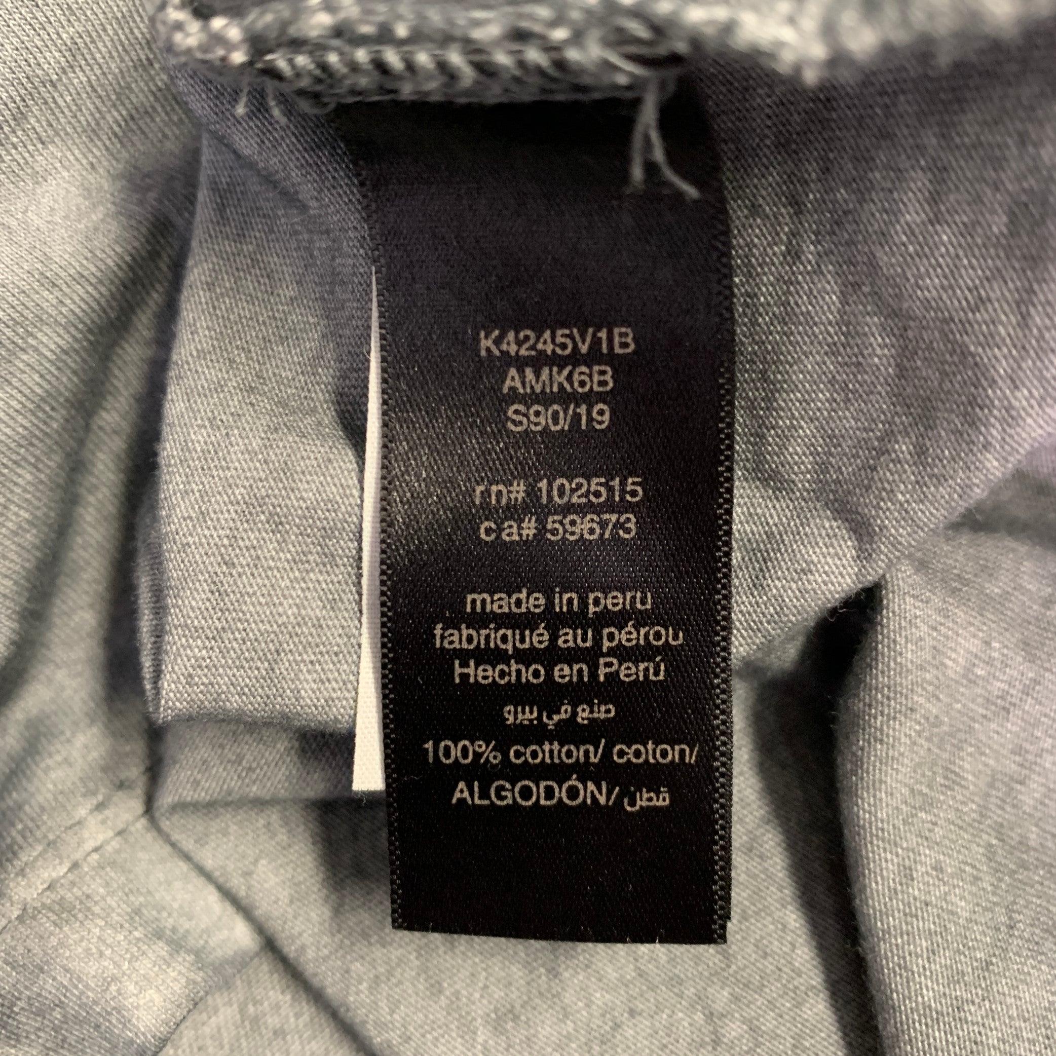 JOHN VARVATOS Polo de manga corta de algodón jaspeado gris talla M en venta 1