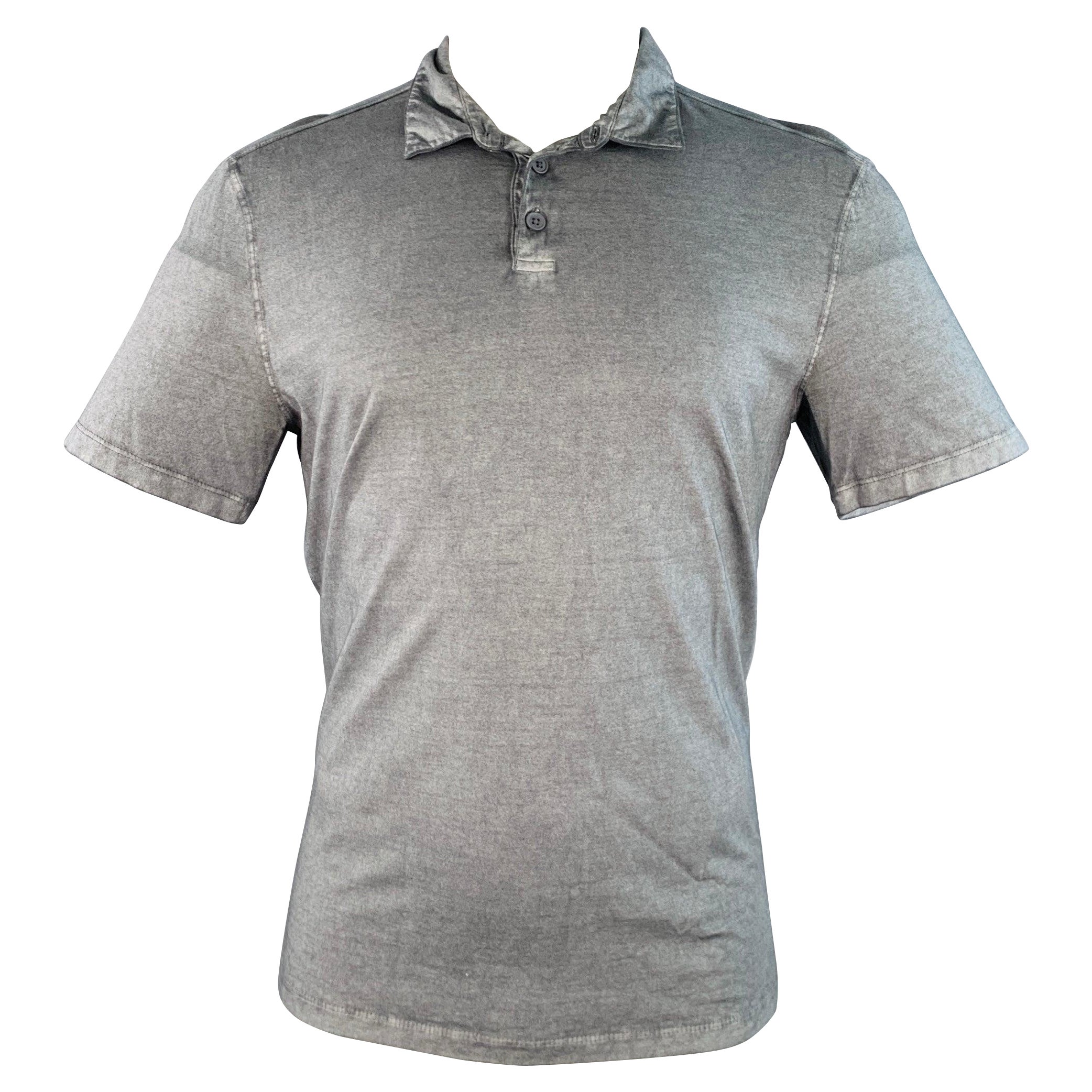 JOHN VARVATOS Polo de manga corta de algodón jaspeado gris talla M en venta